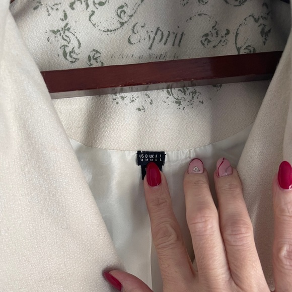 Size M ESPRIT Ivory Wool Coat - Picture 5 of 6